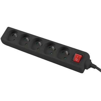 Lanberg Разклонител, Lanberg power strip 3m, 5 sockets, french with circuit breaker quality-grade copper cable, black (PS1-05E-0300-BK)