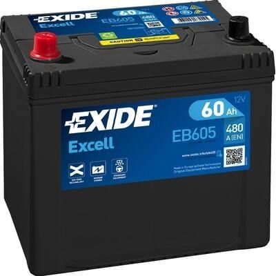 Exide Excell 12V 60Ah 480A EB605