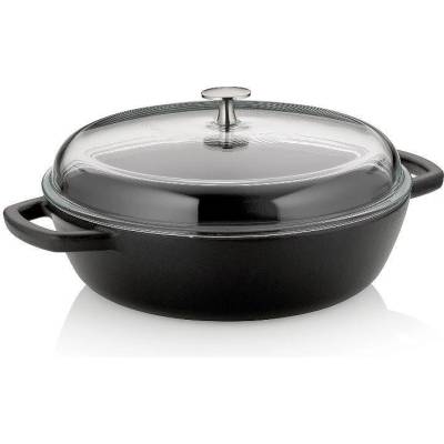 Kela Чугунена тенджера със стъклен капак KELA Calido Ø28 см, черна (1509)