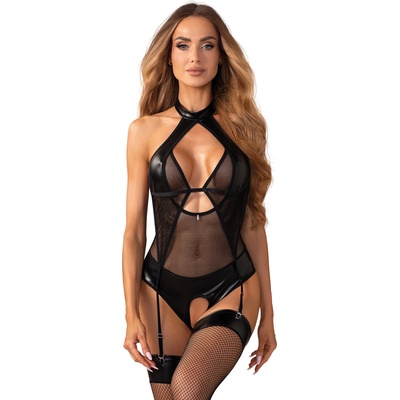 Obsessive Dominna Crotchless Teddy Black S/M