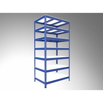 Biedrax Regál do domácnosti 60 x 120 x 270 cm, modrý, 7 políc biele lamino 12mm, 200 kg na policu