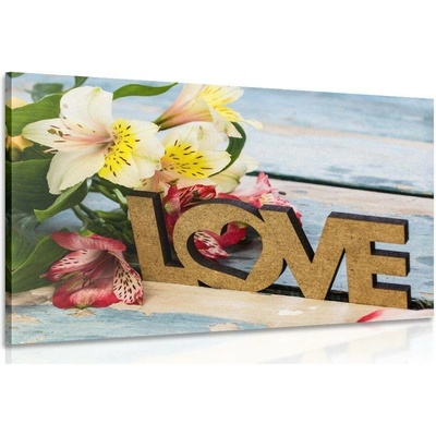 Obraz s dřevěným nápisem Love - 120x80