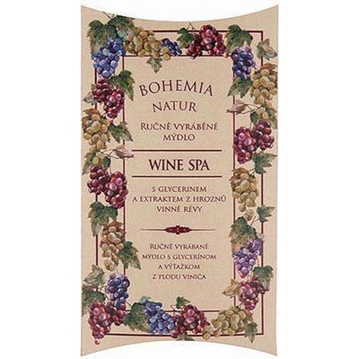 Bohemia Natur Wine Spa s glycerinem a extrakty z hroznů vinné révy ručně vyrobené toaletní mýdlo v papírové krabičce 100 g