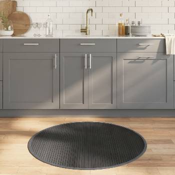 Image 1 of vidaXL Килим, кръгъл, сив, 100 см, бамбук (376988)