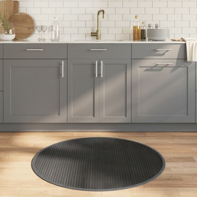 vidaXL Килим, кръгъл, сив, 100 см, бамбук (376988)