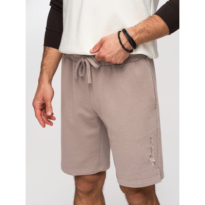 Ombre Clothing Мъжки шорти REGULAR FIT от френски фротирани плет - тъмно бежово V2 OM-SRSK-0196 Ombre Clothing Ombre Clothing | Cheren Bezhov | МЪЖЕ | S