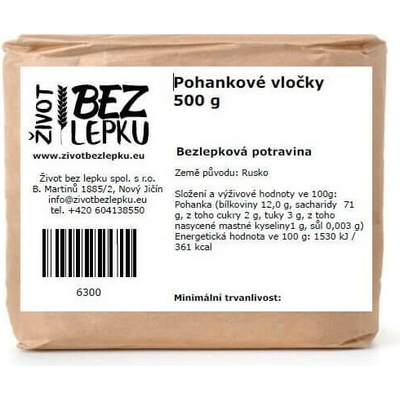 Život bez lepku Pohánkové vločky instantné 0,5 kg
