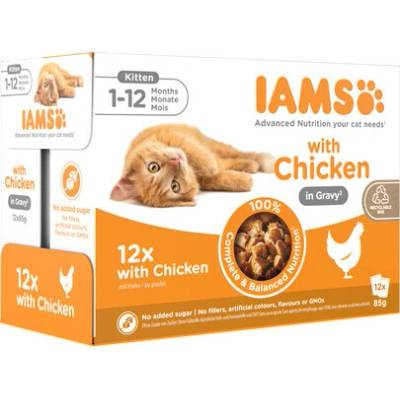 IAMS Advanced Nutrition Kitten Chicken in Gravy Pouch 12x mokrá krmiva v sáčkoch pre mačiatka s kuracím mäsom v omáčke 85 g