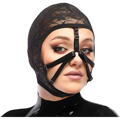 Bad Kitty Lace Head Mask with Straps Black
