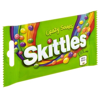 Skittles Crazy sours кисели дъвчащи бонбони 38гр