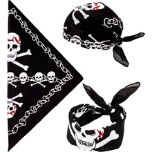 Čierna pirátska bandana s lebkami
