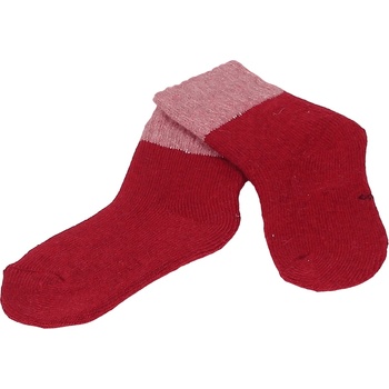 Image 1 of Детски вълнени чорапи в червено с розов ластик