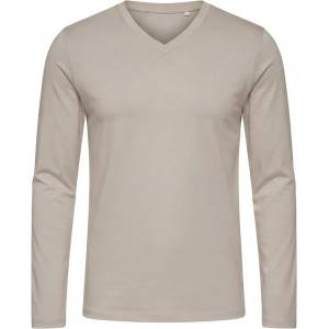 Ombre Clothing Мъжка тениска BASIC с дълъг ръкав и V-образно деколте от памук - светло бежово V1 L171 Ombre Clothing Ombre Clothing | Bezhov | МЪЖЕ | S