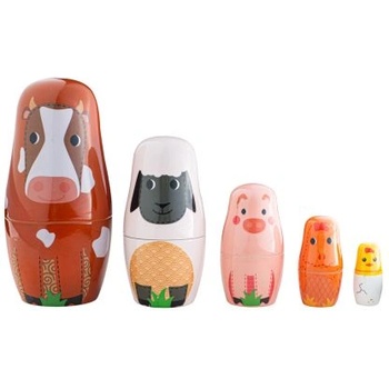 Bigjigs Toys - Дървени матрьошки - Животните от фермата (T0532)