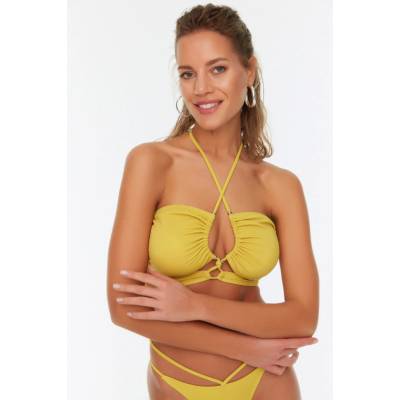 Trendyol bikinový top Basic horčicová