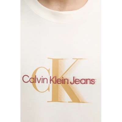 Calvin Klein Jeans Памучна тениска Calvin Klein Jeans в бежово с принт J30J327471 (J30J327471)