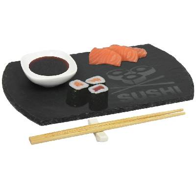 EXCELLENT Sushi set porcelán/břidlice/bambus sada 4ks KO-210000220
