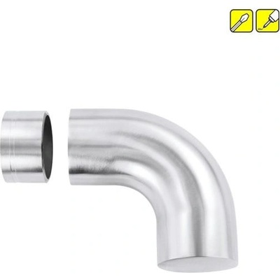 Feldmann Nerezové ukončenie dreveného madla zábradlia pr.42 mm 50603-240 oblé 90°, AISI 304 brus