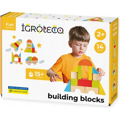 Teddies Kostky stavebnice dřevo 14 ks