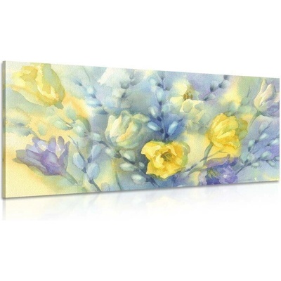 Obraz akvarelové žluté tulipány - 100x50