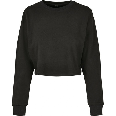 Build Your Brand Dámske crop top tričko s dlhým rukávom Čierna
