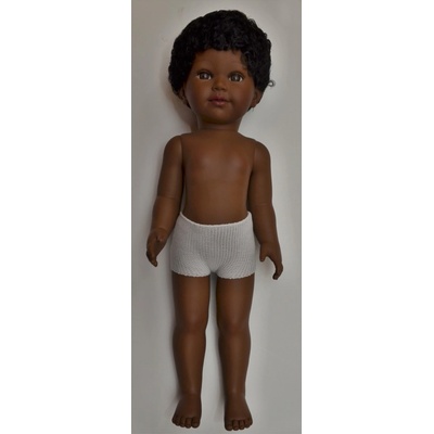 Vestida de Azul Realistická snědý chlapeček Karim Karim černé kudrnaté vlasy afro 45 cm
