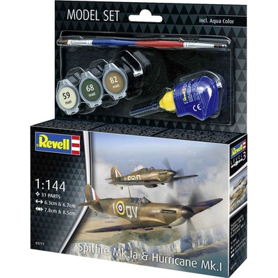 Revell Revell: ModelSet lietadlo Spitfire Mk.Ia & Hurricane Mk.I 1:144