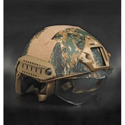 DRAGOWA Tactical Тактическа каска Fast MH с очила Charger, Digital Woodland (без сертификация) (DRG154.DW)