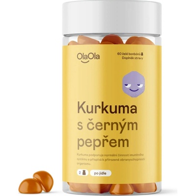 OlaOla Kurkuma s černým pepřem podporující organismus 60 želé bonbónů