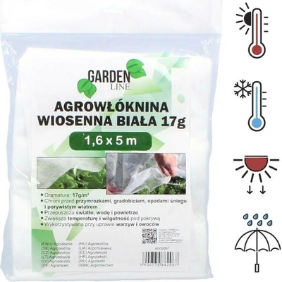 JAKS netkaná textília 1.6 X 5 M 17G/M2 JARNÁ BIELA