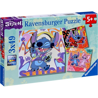 Ravensburger Детски пъзел Ravensburger 3 x 49 части - Стич (12001070)