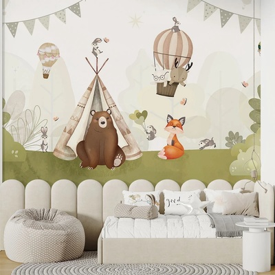 Art gift Фототапет за детска стая - Мече и лисиче