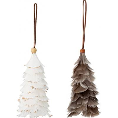 Bloomingville Dekorační stromky Feather na zavěšení SET 2ks