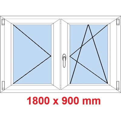 Soft Dvoukřídlé plastové okno 1800 x 900 mm O+OS Zlatý dub