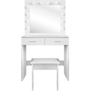 Aga Toaletný stolík so zrkadlom a osvetlením + taburet MRDT11-MW Matný Biely