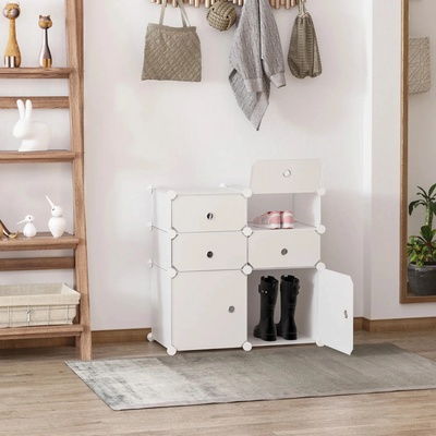 Homcom Policový botník s úložnými boxy 75 x 37 x 73 cm bílý