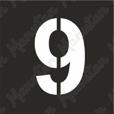Šablona číslice 9, plast 235 x 235 x 0,5 mm výška číslice 160 mm