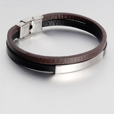 Daniel Dawson Pánský náramek Manfredi, chirurgická ocel a kůže NR1081