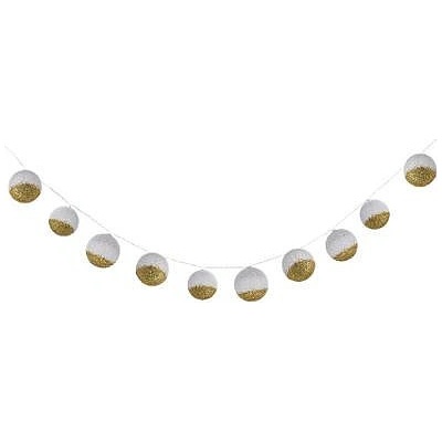 Atmosphera Girlanda s 10 LED koulemi bílá se zlatými flitry