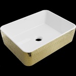 Mexen Catia мивка върху плот 48 x 38 cm, бяло/златно шарка на люспи - 21314808 (21314808)