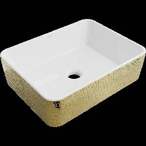 Mexen Catia мивка върху плот 48 x 38 cm, бяло/златно шарка на люспи - 21314808 (21314808)