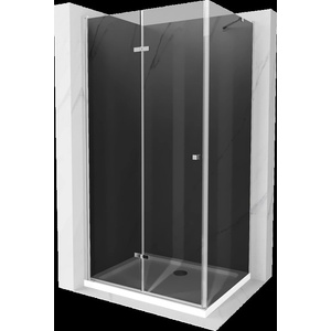 Mexen Lima сгъваема душ кабина 70 x 90 см, графит, хром + поддушово корито Flat, (856-070-090-01-40-4010)