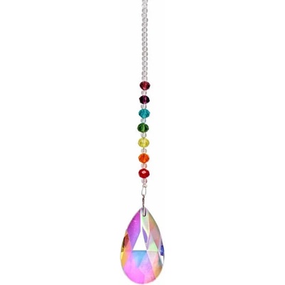 Nefertitis Kapka čakrový Feng Shui závěs do okna ze skla a duhového křišťálu NF42255 - délka cca 37 cm