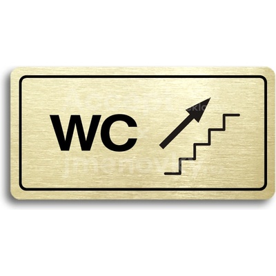 ACCEPT Piktogram WC VPRAVO NAHORU - zlatá tabulka - černý tisk