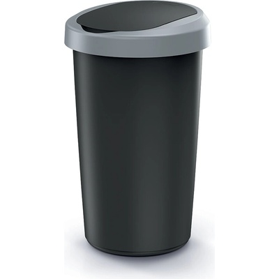 Prosperplast Odpadkový kôš COMPACTA R FLAP - 50 l recyklovaná čierna so svetlosivým vekom