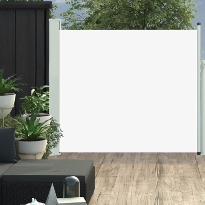 vidaXL Zatahovací boční markýza/zástěna na terasu 100 x 300 cm krémová