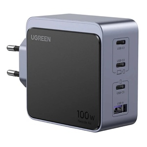 UGREEN Мрежово зарядно UGREEN X565 Nexode Air, 100W, 5A, 1 x USB-A - 3 x USB-C, Сиво (X565)