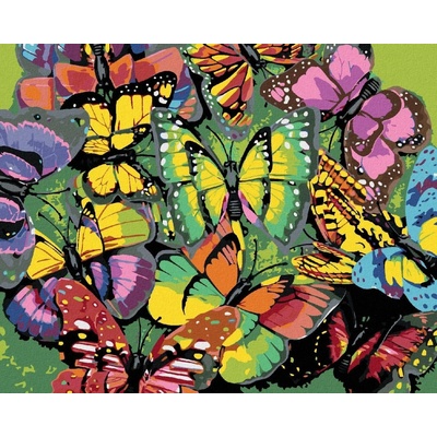zuty Malování Podle Čísel Hejno Barevných Motýlů 40 x 50 Cm Plátno Rám