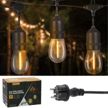 LUMILED světelný řetěz 20M s 20x E27 LED 6W ST64 teplá bílá 2200K 230V žárovky pro zahradní párty svatbu EDISON rozšiřitelný s elektřinou