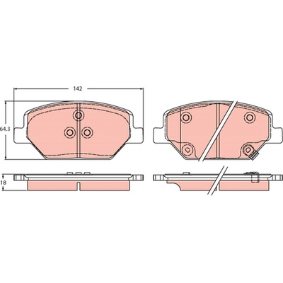 Sada brzdových platničiek kotúčovej brzdy TRW GDB2185 GDB2185